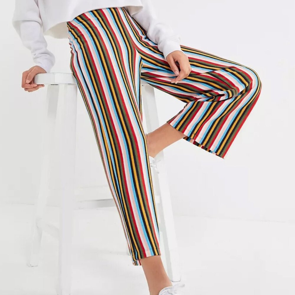Urban Outfitters Rainbow Striped Knit Pants M